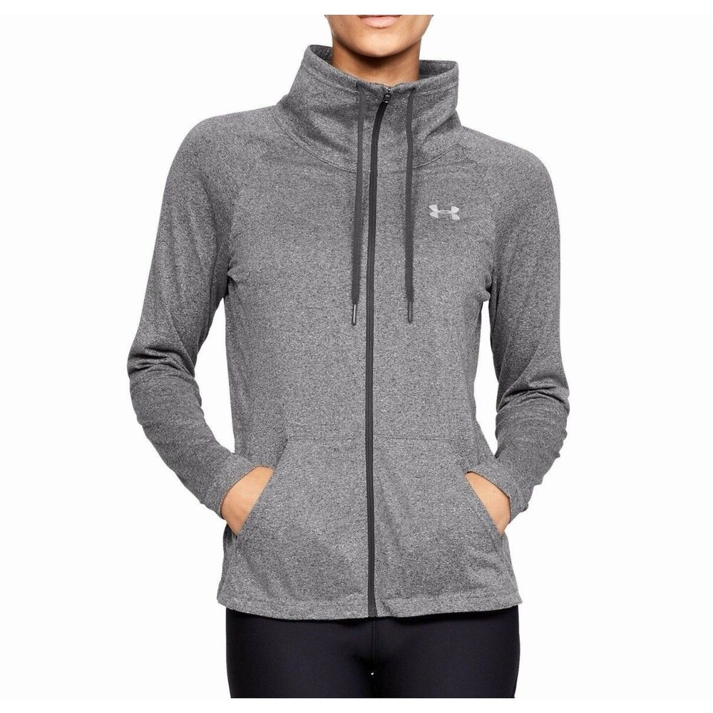 Under Armour Tech Full Zip Women's Sm Jacket Heather Gray Athletic High Neck
